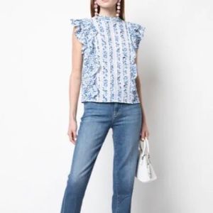 Veronica Beard Sol ditsy ruffle top